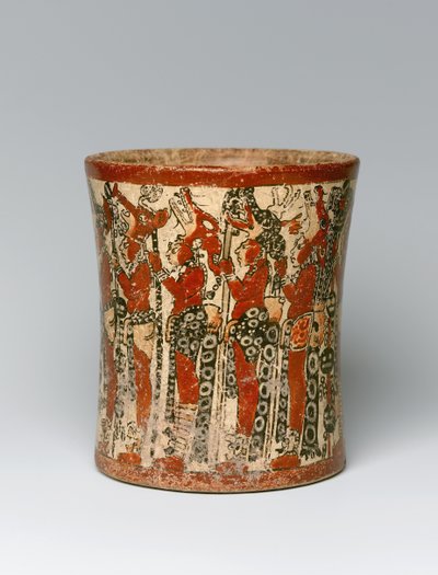 Cylindrical Vessel, Found in Yucatan, Mexico, c.550-950 by Mayan